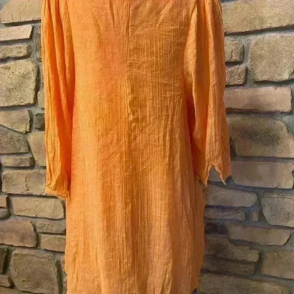 Women's Comfy Orange White Pullover Flowy Pretty Long Top medium - Picture 2 of 12
